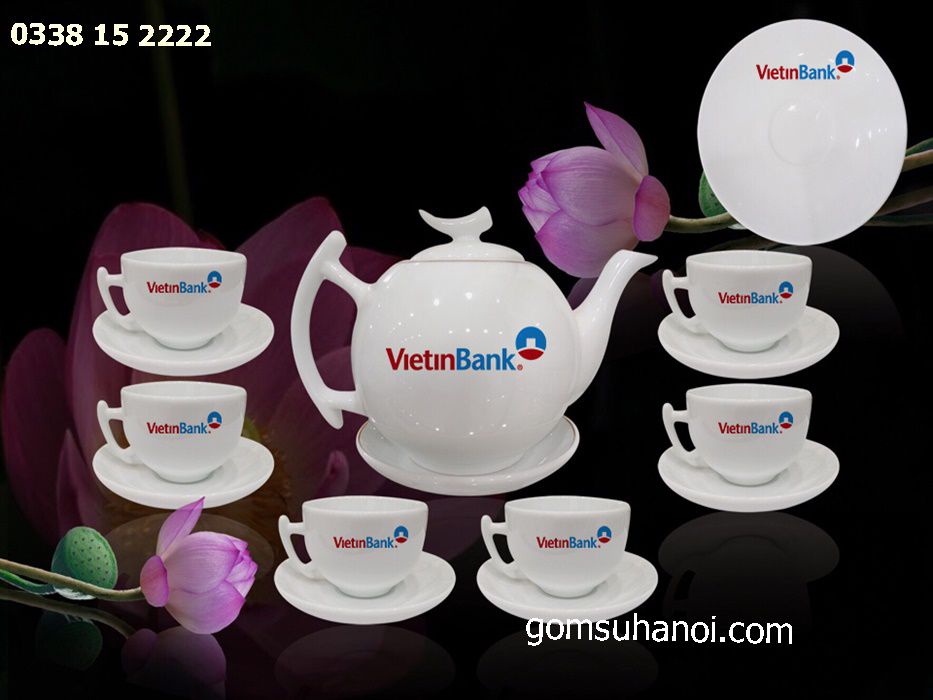 Mẫu ấm chén in logo Vietin Bank