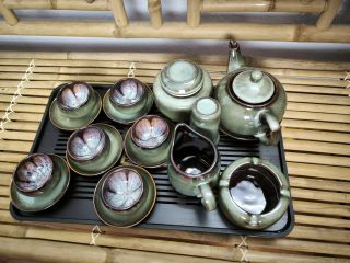 Bộ ấm trà 18 món men hỏa biến Bát Tràng